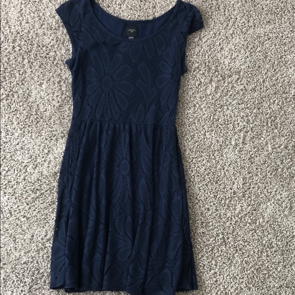 Navy blue knit dress.